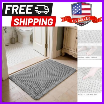 Waffle Bathroom Rugs, Non Slip Absorbent Waffle Knit Bath Mat for Shower Floo...