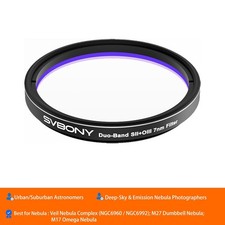 SVBONY SV220 OIII SII 7nm Duo-Band Telescope Filter 2" Bortle 8 NGC6960 M27 M17