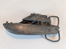 Vintage 1979 Bergamot Cut-out CABIN CRUISER BOAT Pewter Belt Buckle