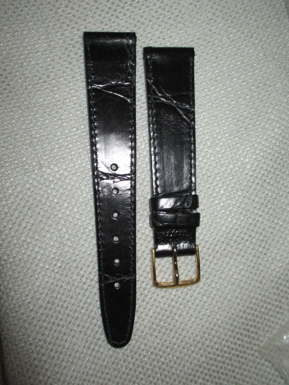 watchstrap watch band strap 19mm genuine leather black croco gold grain usa