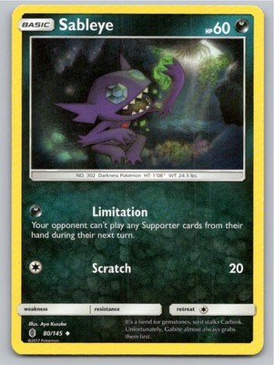 2017 POKEMON SABLEYE GUARDIANS RISING 80/145 UC LP A80350 FREE S&H