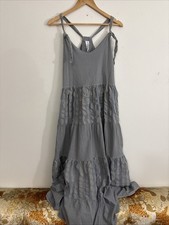Anthropologie Amado Textured Tiered Maxi Dress Iris   Blue Gray Medium Boho