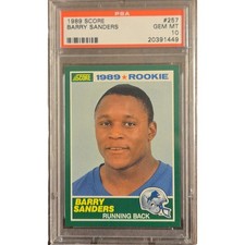 1989 Score #257 Barry Sanders Rookie Card PSA 10 Gem Mint Detroit Lions RC. rookie card picture