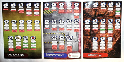 StarCraft Tech Tree Charts Set Protoss Terran Zerg Blizzard 1998 PC Inserts