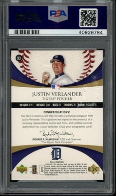 2006 JUSTIN VERLANDER /99 GOLD ROOKIE AUTO PSA 10 POP 2 Upper Deck 