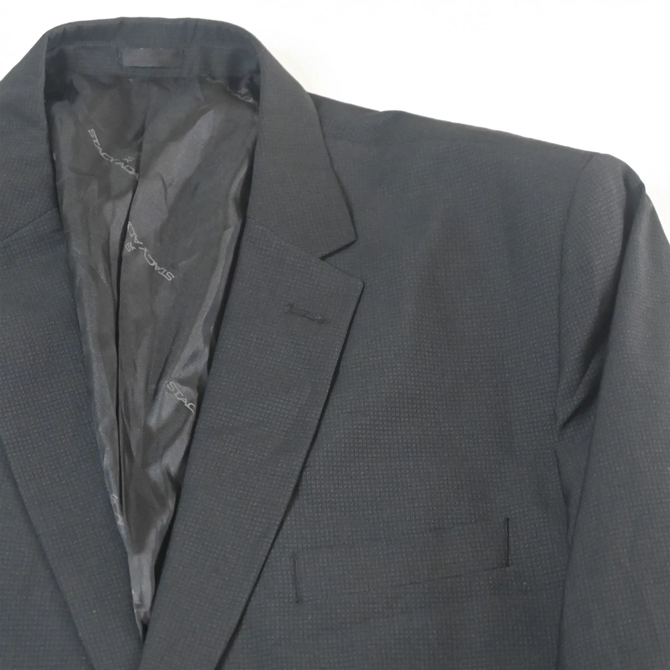 Stacy Adams 44R 36x30 Black Check Mens Jacket Pants Suit - Image 3 of 4