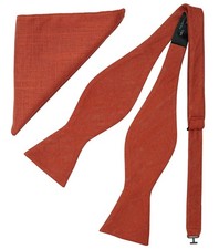 Men's Self-Tied Bow Tie  Pocket Square Set - Cotton Linen, Formal Accessory