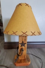 Rustic Western Texas Star & Spurs Southwestern Lodge Table Lamp (Wood And Metal)