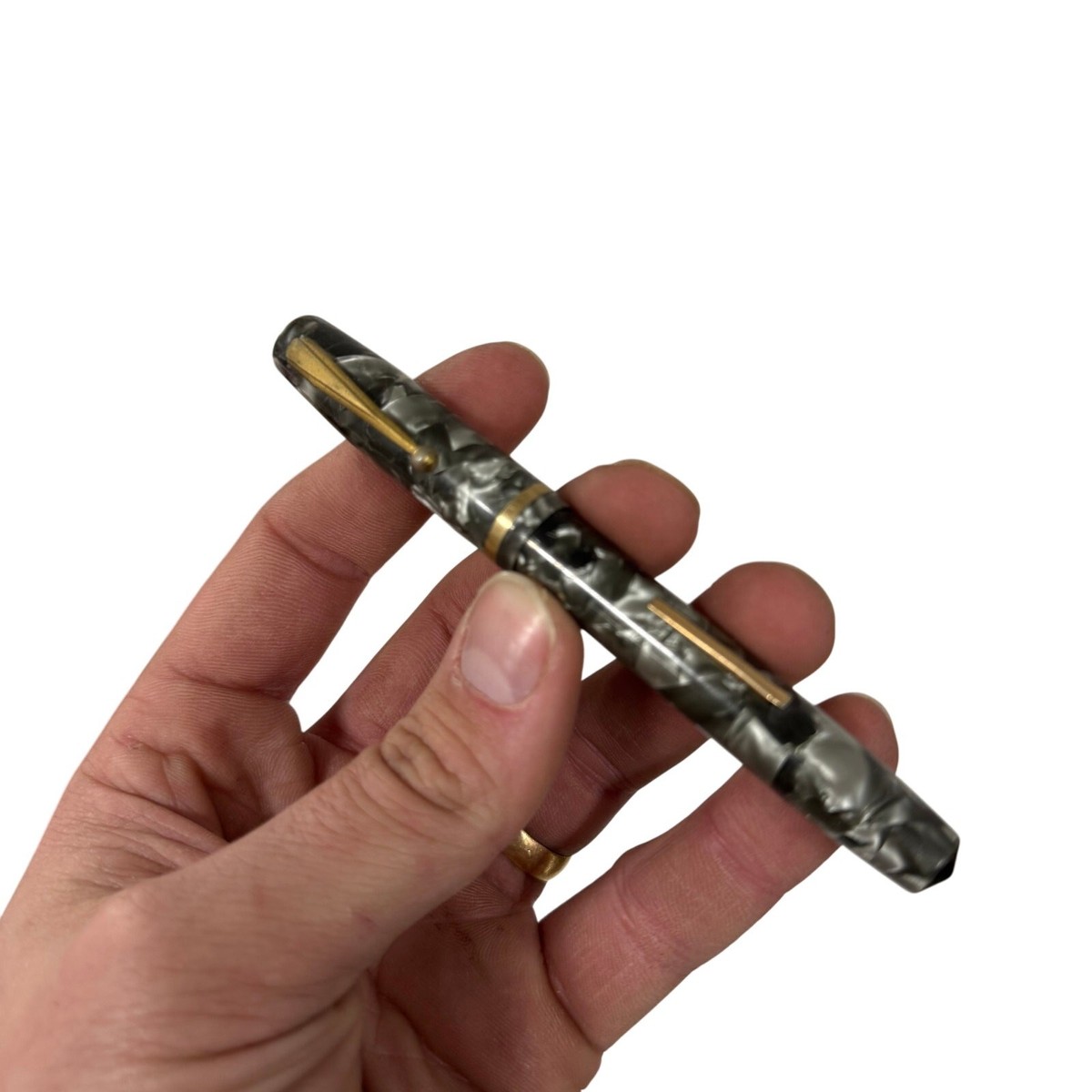 Stylo Plume Vintage Wahl Eversharp Oxford - Marbre Vert & Nacre - Plume 14K Taille F - 1940 (occasion)