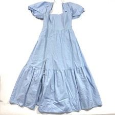 Astr The Label Tiered Midi Dress Blue Puff Sleeve Size XS