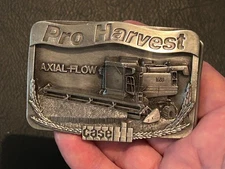 Vtg CASE IH Pro Harvest 1680 Axial-Flow combine pewter belt buckle