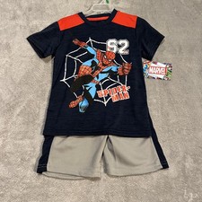 Marvel Spider-Man Shirt Shorts Set Boys 5 Superhero Web Outfit Marvel Comics
