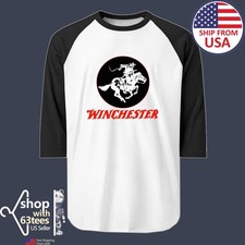 Winchester Gun Pistols Riffle Firearms Men's Raglan Black Size S to 2XL