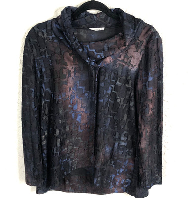 Adore Top Womens Medium Black Purple Velvet Burnout Whimsigoth Artsy Boho