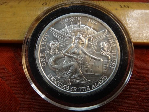 Remember the Alamo Texas One 1 Oz .999 Silver Bullion Round - No Reserve
