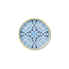 10 Pack 7.25 inch Small Blue Gold Moroccan Fancy Paper Plates for Party