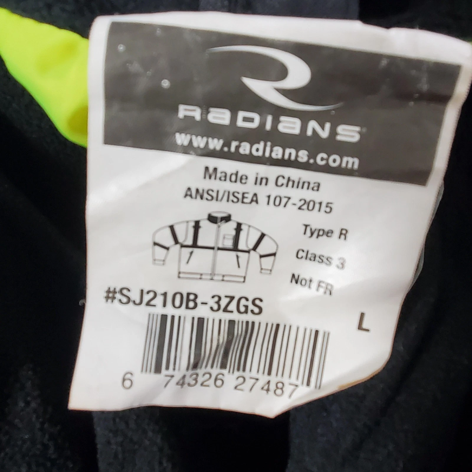 Radians Jacket Mens Large Yellow Black Hi Vis Reflective 3 In 1 Hooded Workwear image 16