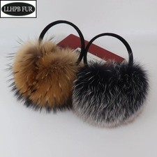 New Winter Real Fox Fur Earmuffs for Women Natural Fox Fur Scarves Dual use.