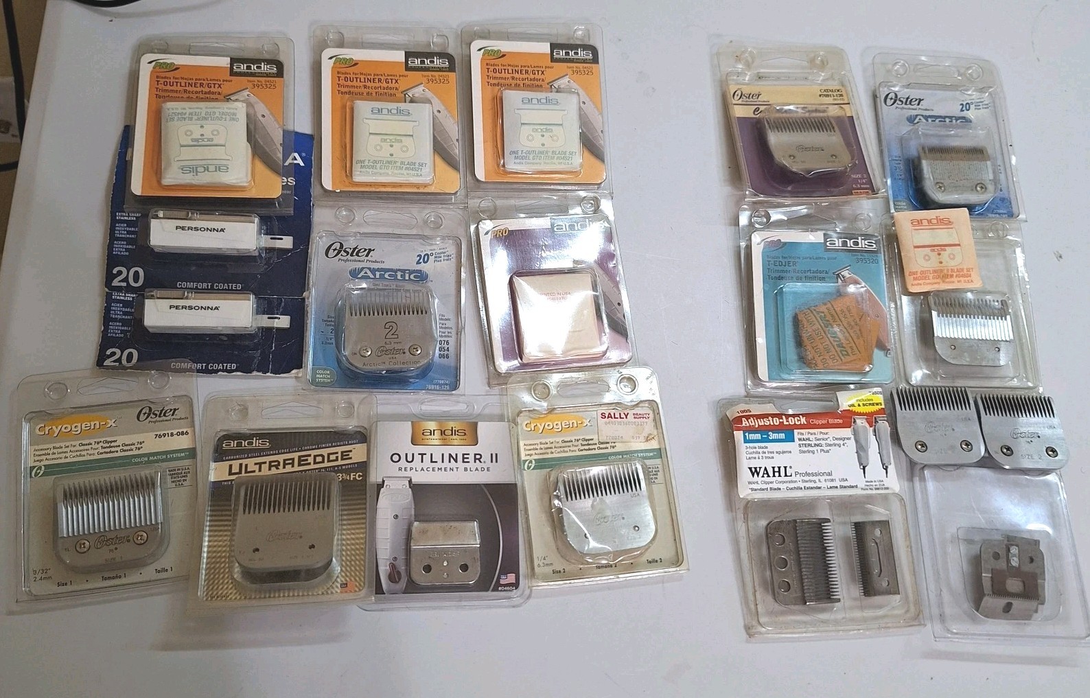 Lot of 20 Andis Oster Wahl Clipper Blades T-Outliner GTX Mix