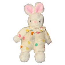 Prestige Toy 1987 White Clown Bunny Plush Polka Dot 4125 10" Plush Vintage
