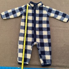 Carters Zip-Up 1 Piece Warm Long Sleeve Jumpsuit Navy Dark Blue Plaid 6 Months