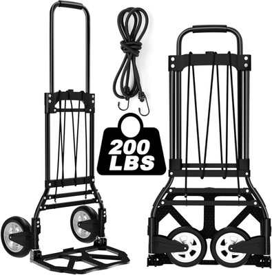 Folding Hand Truck and Dolly, 200 LB Capacity Aluminum Cart with Extended Handle