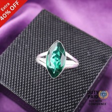 Valentines Deal 925 Silver Marquise May Green Emerald Stone Daughter Band Ring
