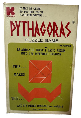 Pythagoras 7 Piece Puzzle Game  179 Challenges Kohner Bros 1972 COMPLETE