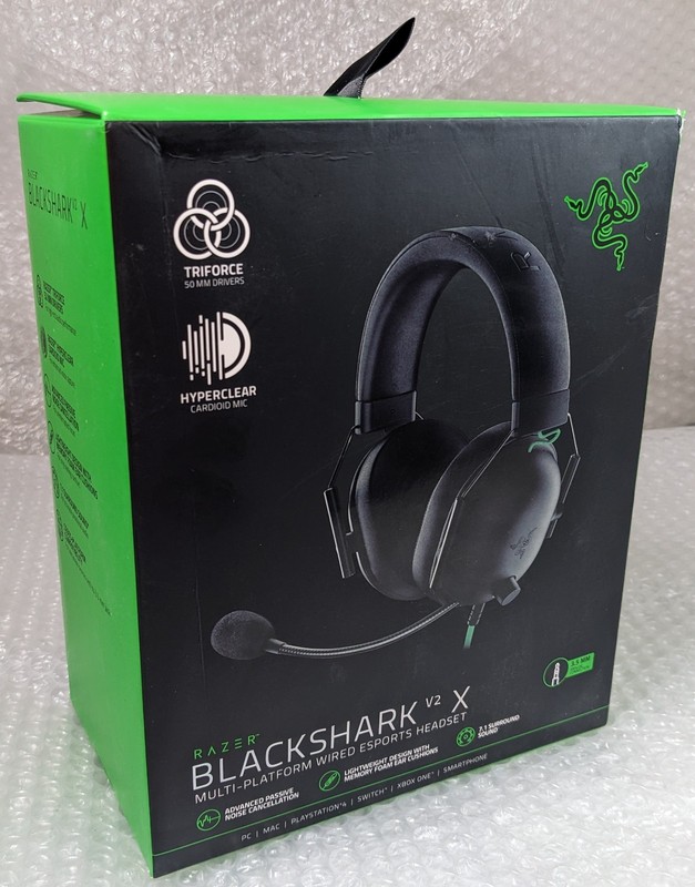 Blackshark V2 X Wired Esports Headset Noise Cancelling Mic Volume Wheel - Black.