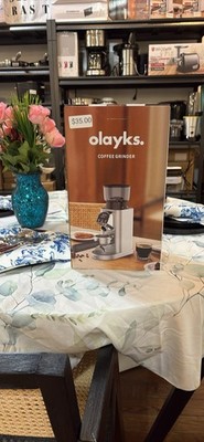 Olayks Burr Coffee Grinder Electric Silver Stainless Steel Timer Display