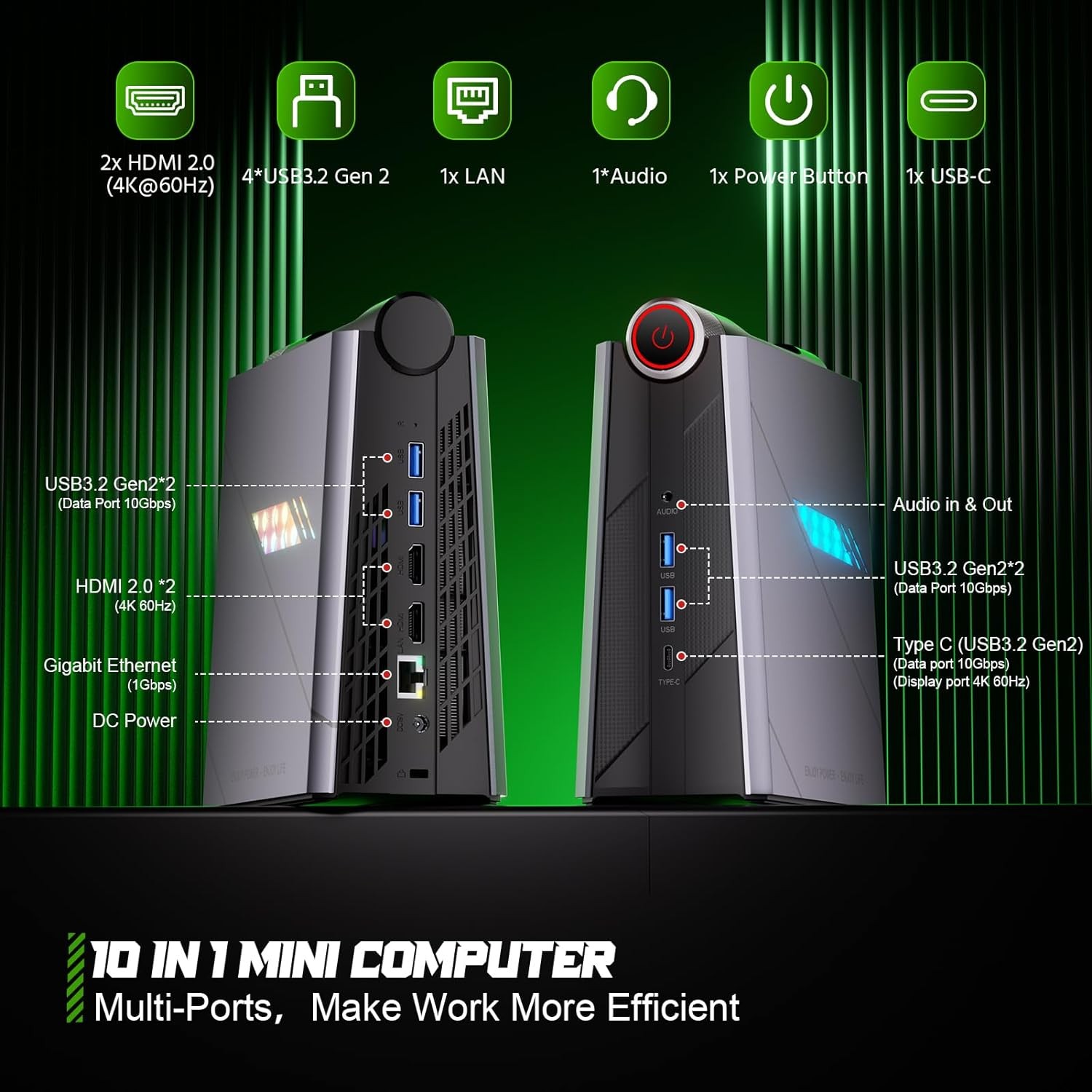 ACEMAGIC 4K MINI Gaming PC INTEL i9 11900H 16GB RAM 512GB SSD WiFi 6 Win 11 Pro