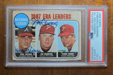 1968 TOPPS ERA LEADERS PHIL NIEKRO JIM BUNNING PSA 10 AUTO SHORT # 7  PSA 3 HOF