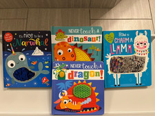 Lot of 4- Make Believe Ideas Board Books- Never Touch a Dinosaur & 3 others