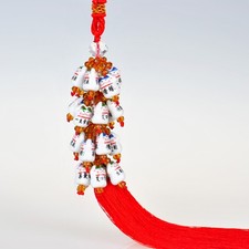 Ceramic Lucky Cat Car Pendant Mirror Ornament Japanese Style Auto Interior Decor