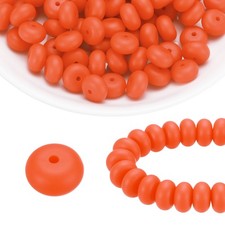 110Pcs Silicone Beads 14mm Lentil Rubber Focal Beads Bulk, Peach Pink