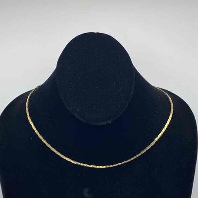 14K Yellow Gold Textured Flat Link Chain Necklace 19.25'' 11g Missing Clasp