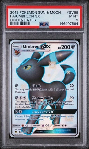2019 Pokemon Sun & Moon Full Art Umbreon GX Hidden Fates #SV89 PSA 9 MINT
