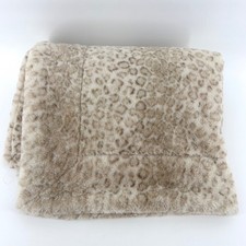 Minky Couture Leopard Print Faux Fur Plush Baby Blanket Tan Cream 30x36