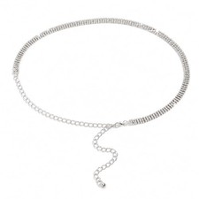 Rhinestone Waist Chain Belt for Women, Silver Sparkly Crystal Body Chain