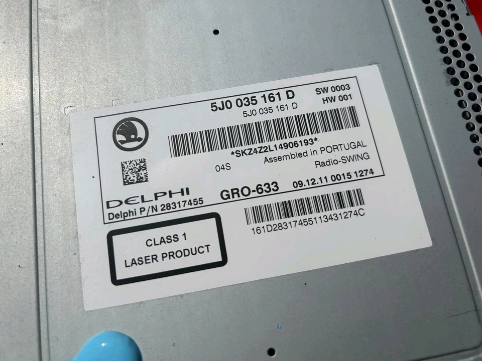 Autoradio Skoda Fabia 5J CD MP3 Swing 5J0035161D Radio Delphi Code Fehlt - Bild 2 von 4