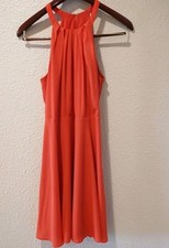 Express Melon Color Sleeveless Halter Neck Dress 10 Pleated 