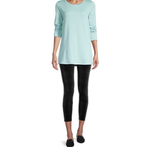 Eileen Fisher Leggings XXS Womens Black Velvet Stretchy Ankle - Picture 2 of 10