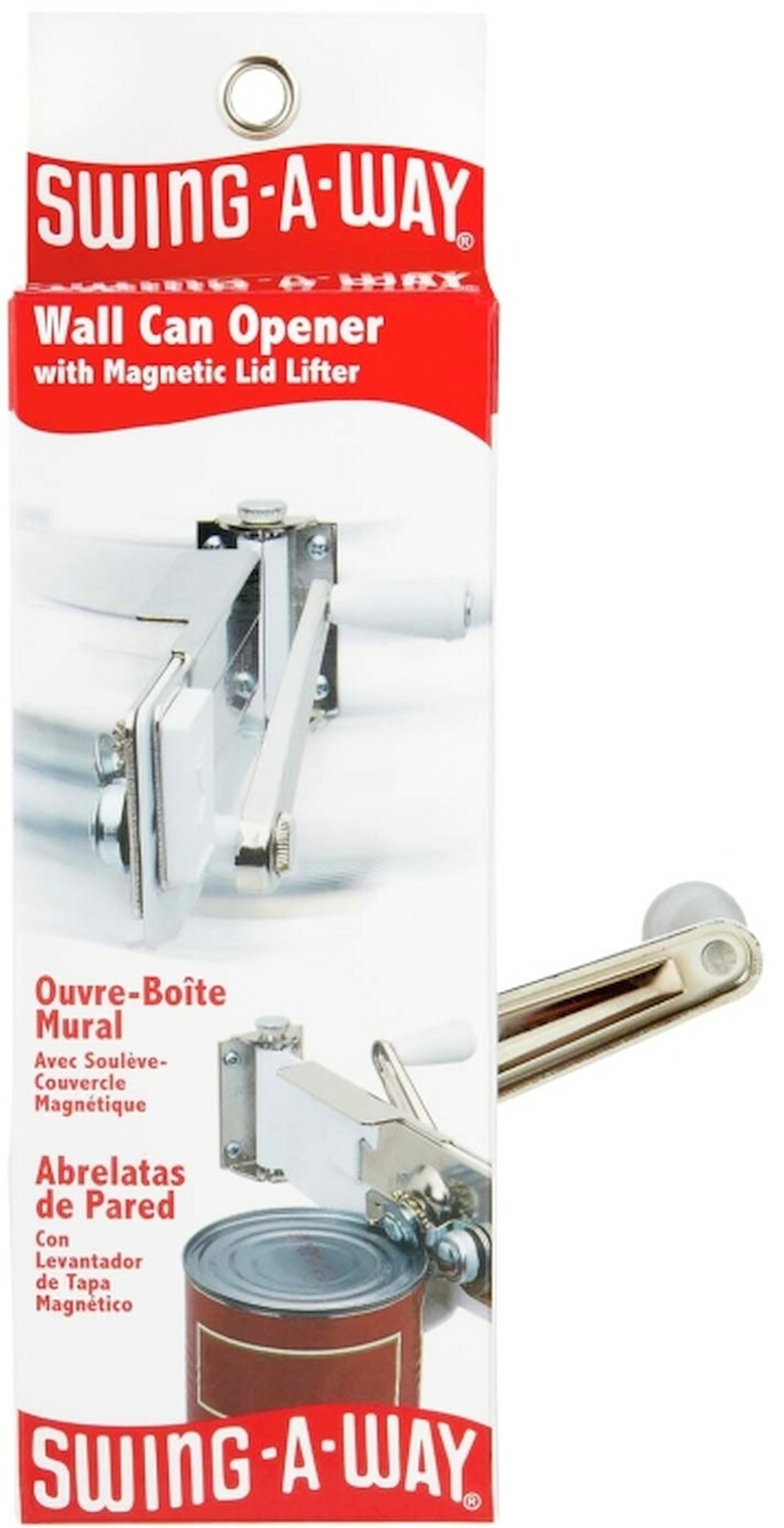 SWINGAWAY Wall Mount CAN OPENER White Hand Crank Swing Away