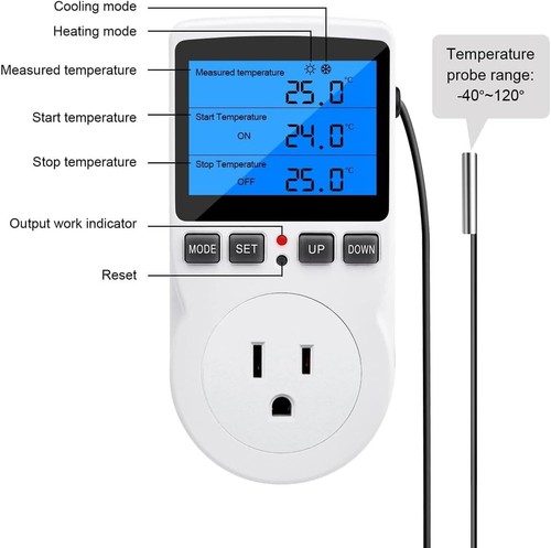 Plug in Digital Thermostat Temperature Controller Electric Digital Thermostat - Picture 3 of 13