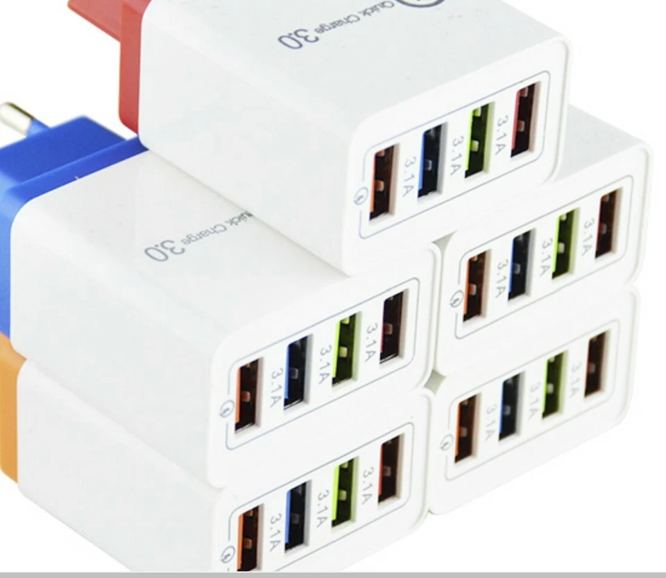 Fast Hub Universal 4 Port USB Charger Travel Outlet Adapter Apple, Android, USA - Image 2 of 4