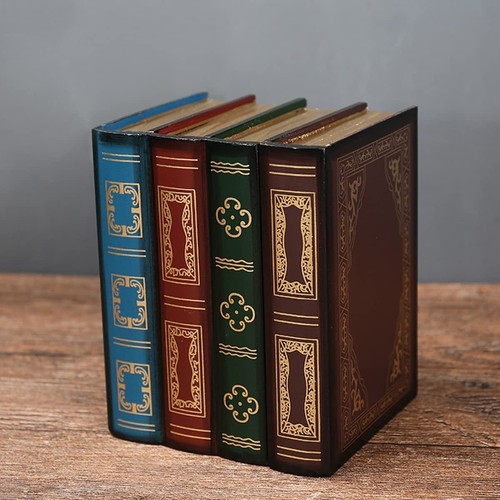 Vintage Confezione da 2 Scatole Libri Decorativi Legno Decorazioni Antiche Scatola Portalibri - Foto 5 di 6