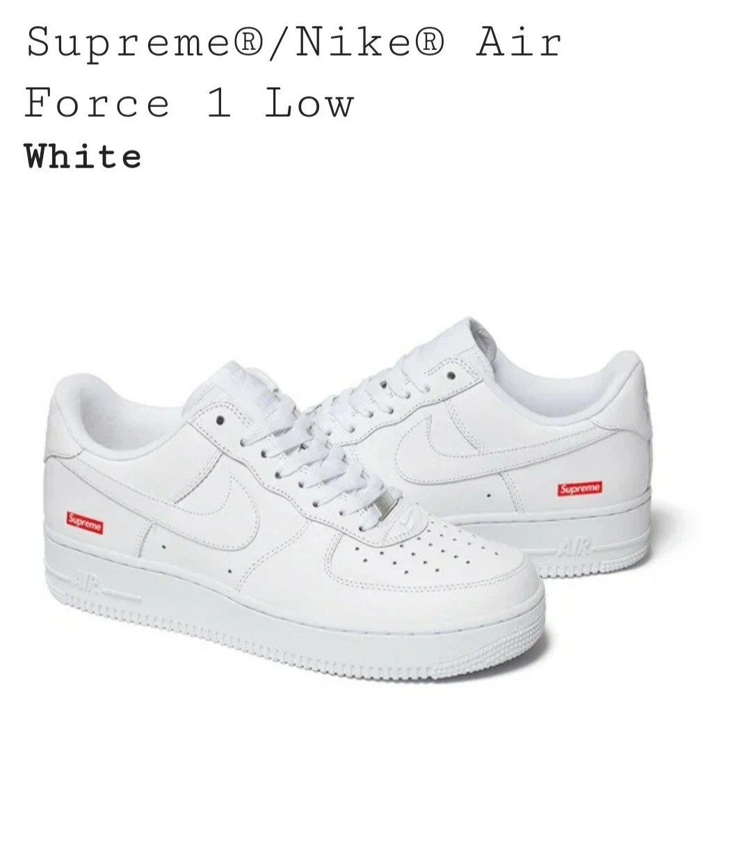 Supreme x Nike   Air Force 1   Blanc   Taille UK7   Neuf