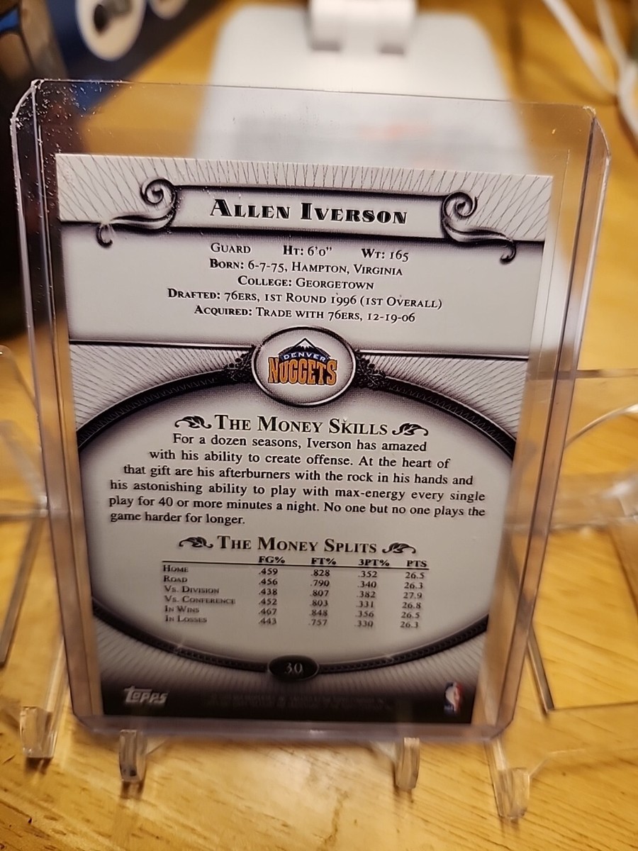 2008-09 TOPPS TREASURY ALLEN IVERSON #30 SIXERS NUGGETS | eBay