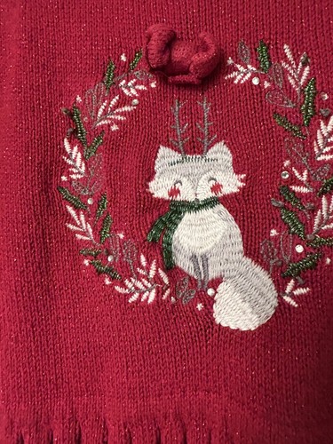 CYNTHIA ROWLEY Holiday Fox Red SWEATER DRESS Size 6 Kids - Picture 2 of 4