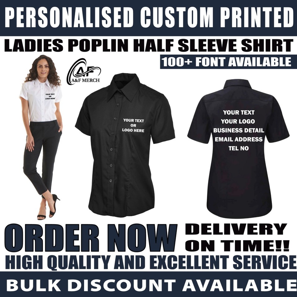 Camiseta Popelín Personalizada Mujer Mangas Cortas Oficina Formal UC712